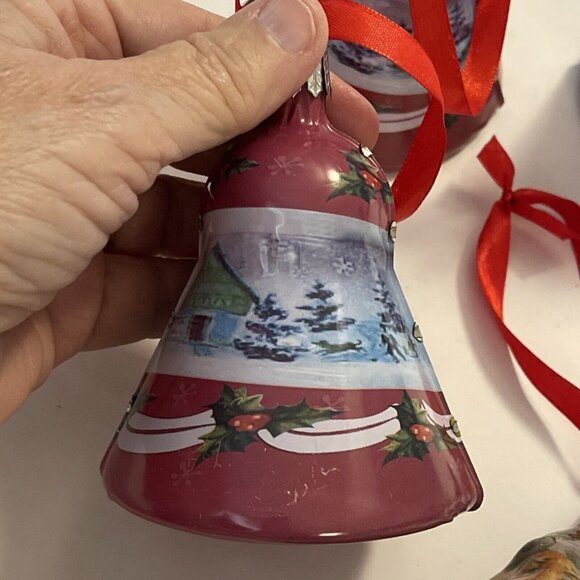 Vintage Thomas Pacconi Metal Tin Ornaments 3Bells, 1 Santa, 1 Nutcracker, Star - Picture 8 of 15